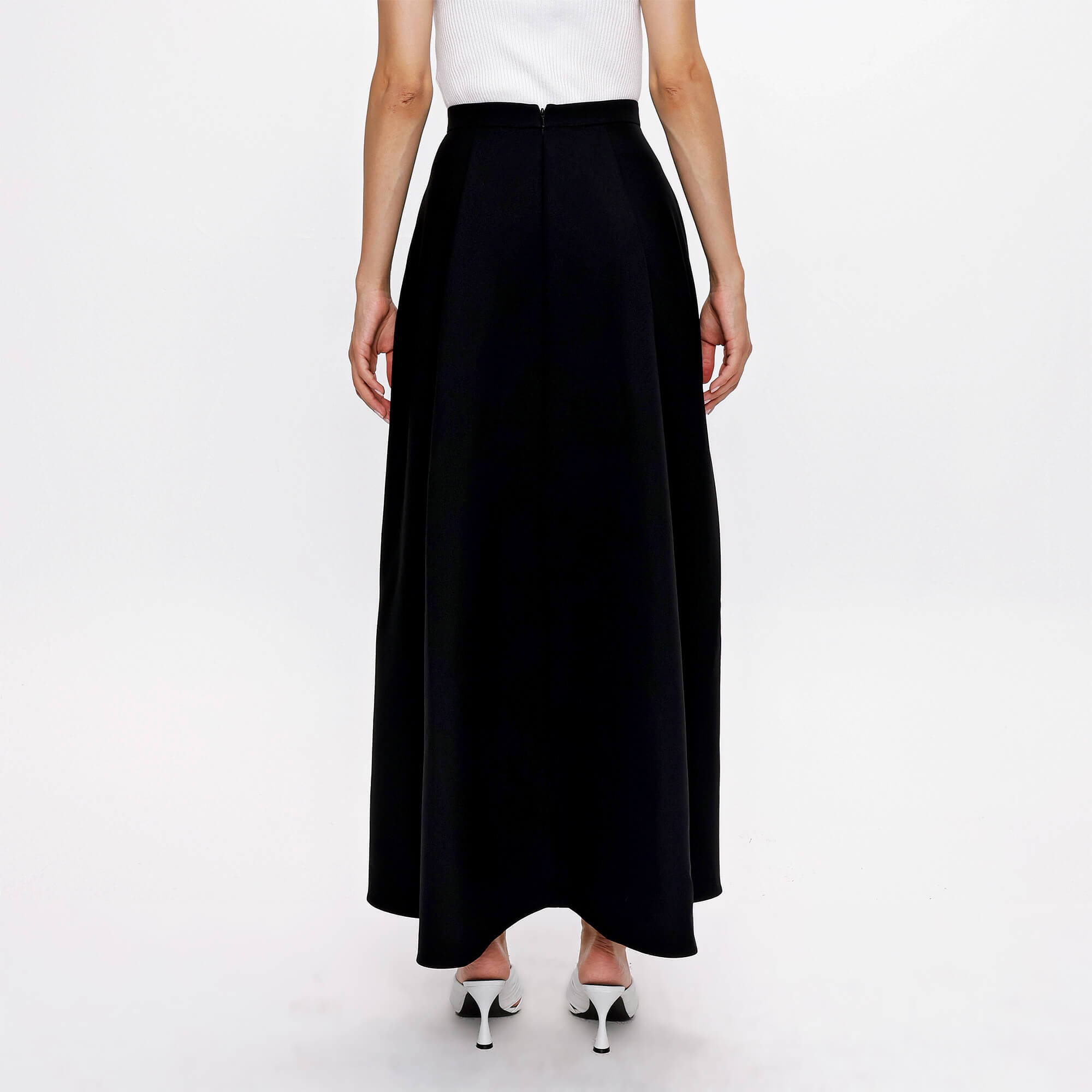 Alexander McQueen - Black Poplin Asymmetrical Cut Skirt